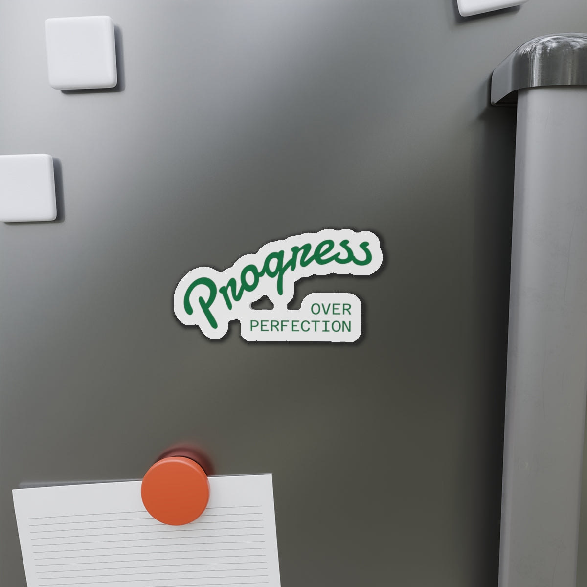 Progress Over Perfection Die-Cut Magnet, Inspirational Home Decor, Motivation Gift, Office Reminder, Fun Refrigerator Magnet