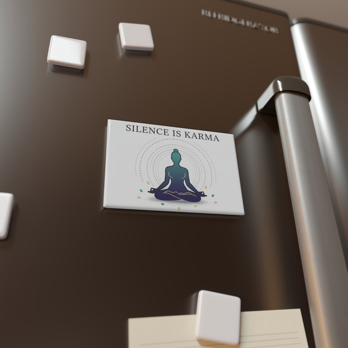 Silence Is Karma Meditation Rectangle Magnet