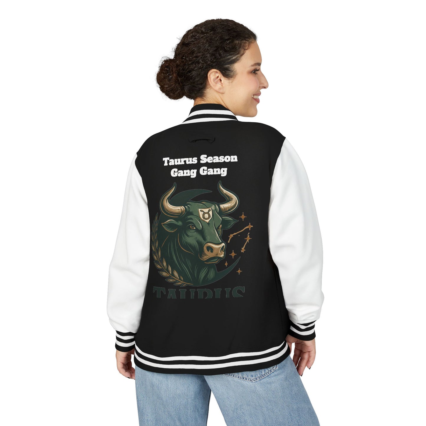 Taurus Zodiac Letterman Jacket — Taurine Bull Constellation Varsity Jacket