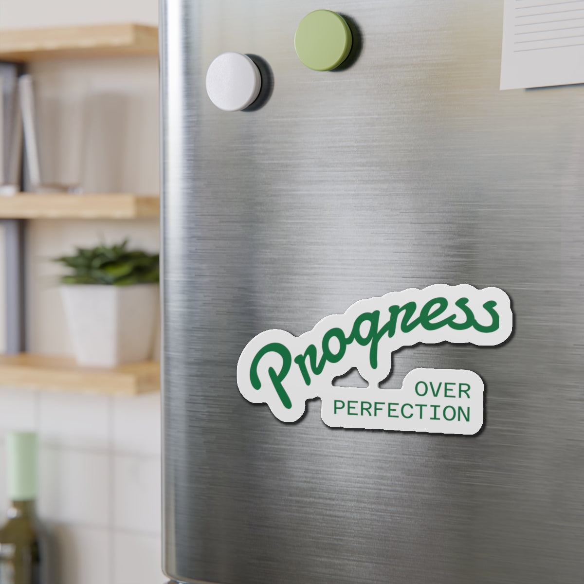 Progress Over Perfection Die-Cut Magnet, Inspirational Home Decor, Motivation Gift, Office Reminder, Fun Refrigerator Magnet