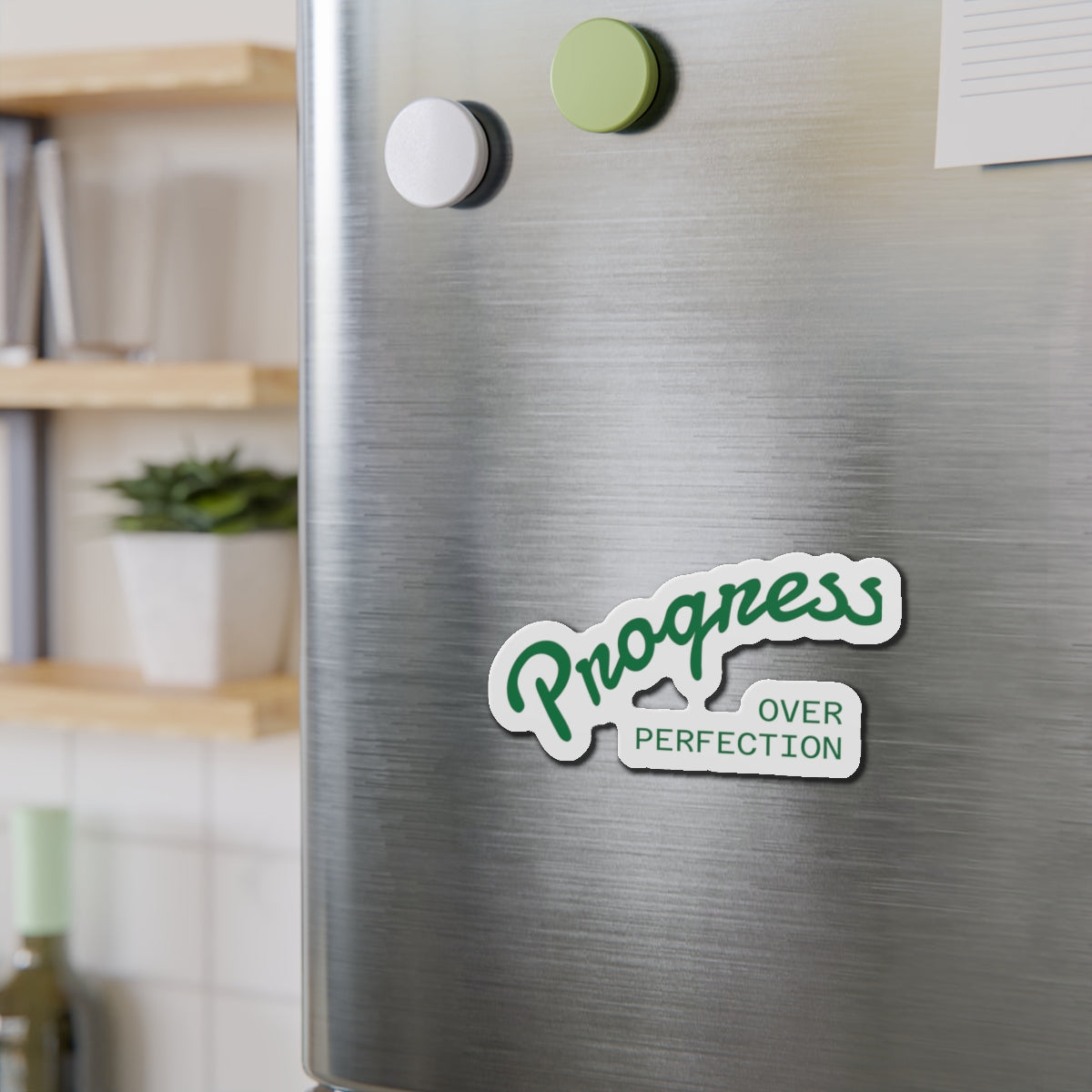 Progress Over Perfection Die-Cut Magnet, Inspirational Home Decor, Motivation Gift, Office Reminder, Fun Refrigerator Magnet