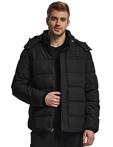 Wantdo Men's Hooded Winter Coat Warm Puffer Jacket Thicken Cotton Coat with Removable Hood