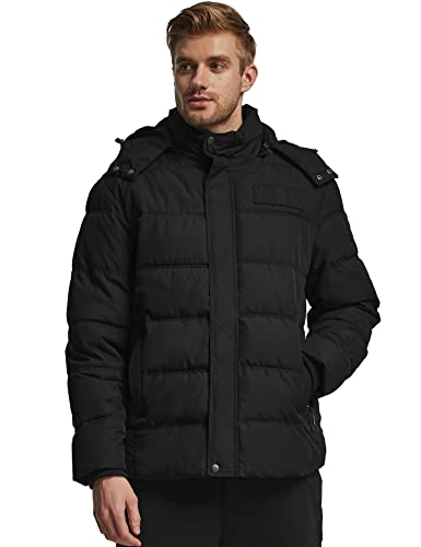 Wantdo Men's Hooded Winter Coat Warm Puffer Jacket Thicken Cotton Coat with Removable Hood