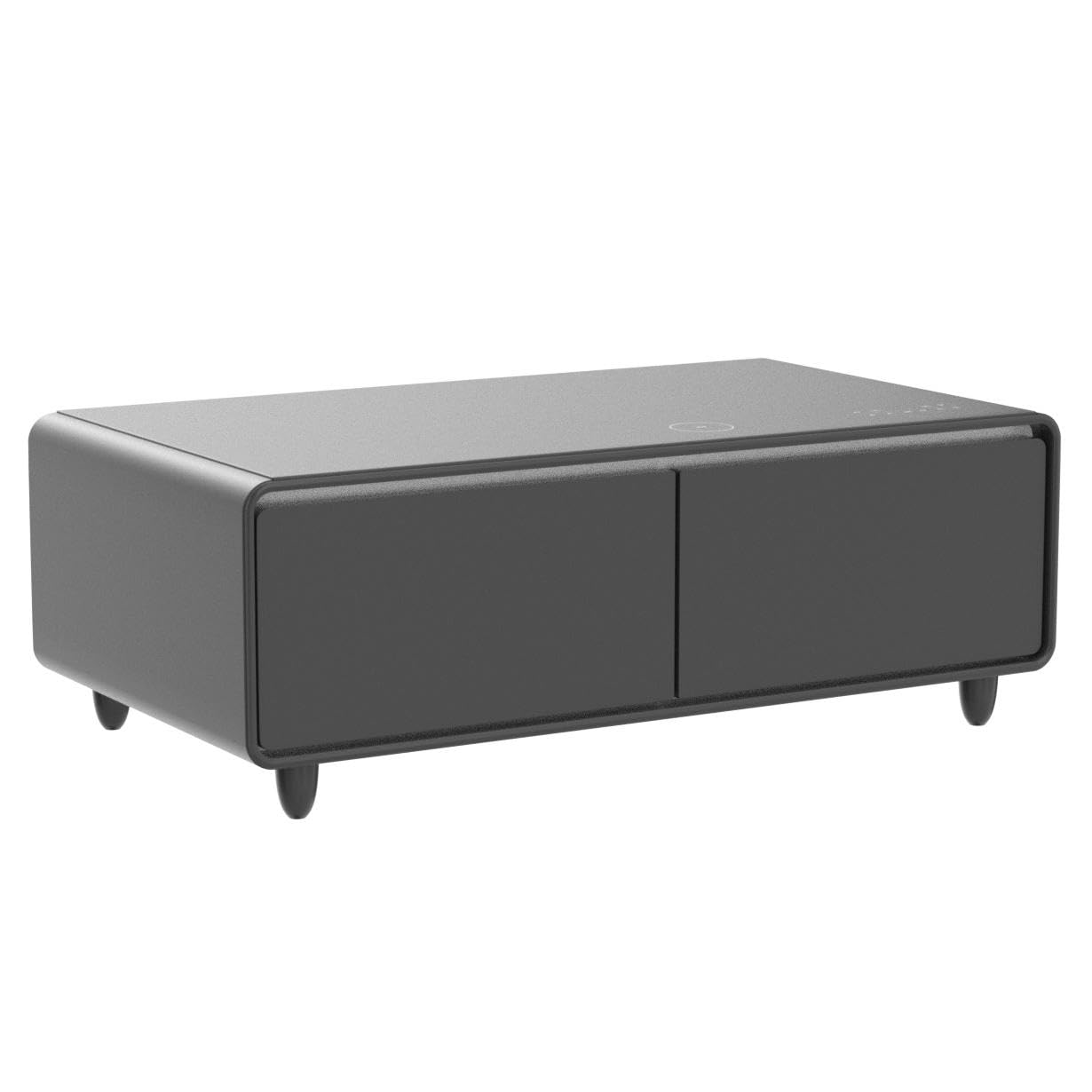 LIVTAB Smart Coffee Table, 27.8" D x 51" W x 18.1" H, Living Room Table with Built in Fridge and Speakers, Smart Table with 15W Wireless Charging, USB Chargers and 110V Outlets (White)