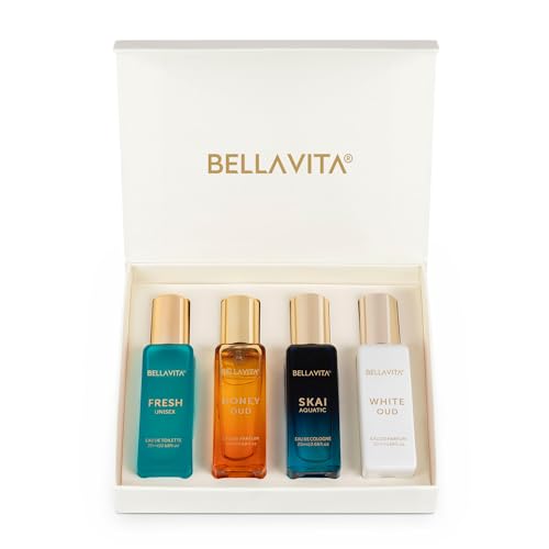 Perfume Set for Women and Men (4x0.68 fl. oz.) | Unisex | Includes: Skai, Fresh, White Oud, Honey Oud | Ideal for trials, gifting, or mix-and-match
