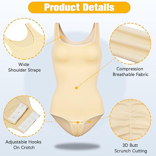 VVX Bodysuit for Women - Tummy Control Seamless Tops Compression Butt Lifting Shapewear Bodysuits
