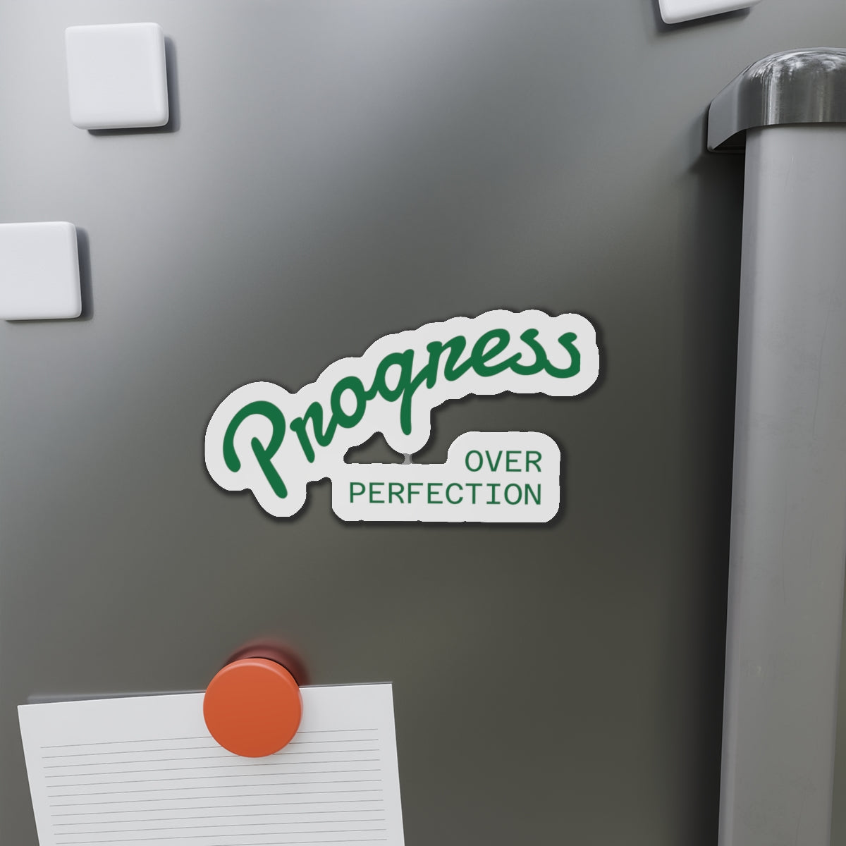 Progress Over Perfection Die-Cut Magnet, Inspirational Home Decor, Motivation Gift, Office Reminder, Fun Refrigerator Magnet
