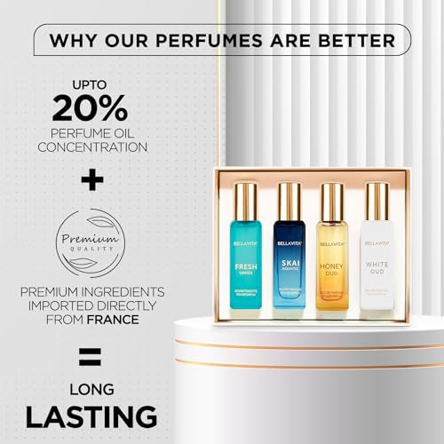 Perfume Set for Women and Men (4x0.68 fl. oz.) | Unisex | Includes: Skai, Fresh, White Oud, Honey Oud | Ideal for trials, gifting, or mix-and-match