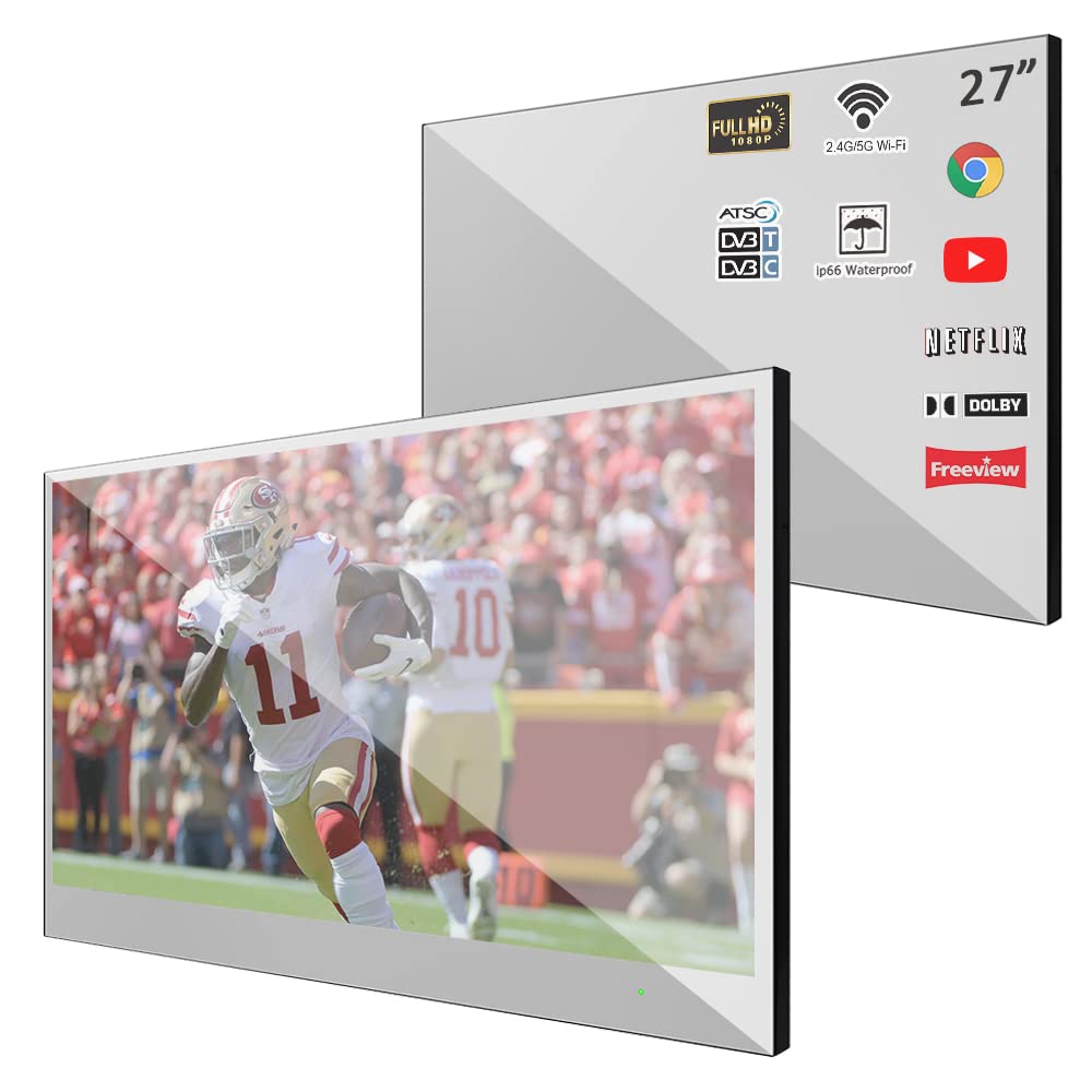 Soulaca 22 inches Smart Mirror TV Screen Waterproof Bathroom Shower Television Integrated WiFi Bluetooth 1080P ATSC Tuner 2024 New Model