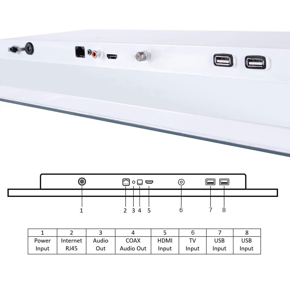 Soulaca 22 inches Smart Mirror TV Screen Waterproof Bathroom Shower Television Integrated WiFi Bluetooth 1080P ATSC Tuner 2024 New Model