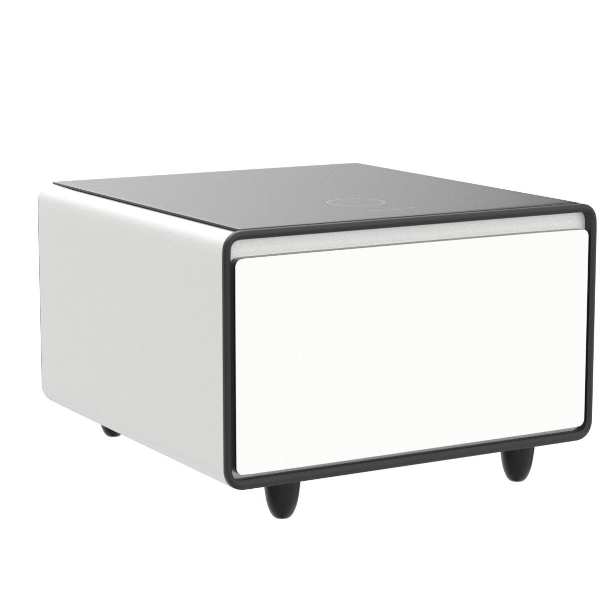 LIVTAB Smart Coffee Table, 27.8" D x 51" W x 18.1" H, Living Room Table with Built in Fridge and Speakers, Smart Table with 15W Wireless Charging, USB Chargers and 110V Outlets (White)