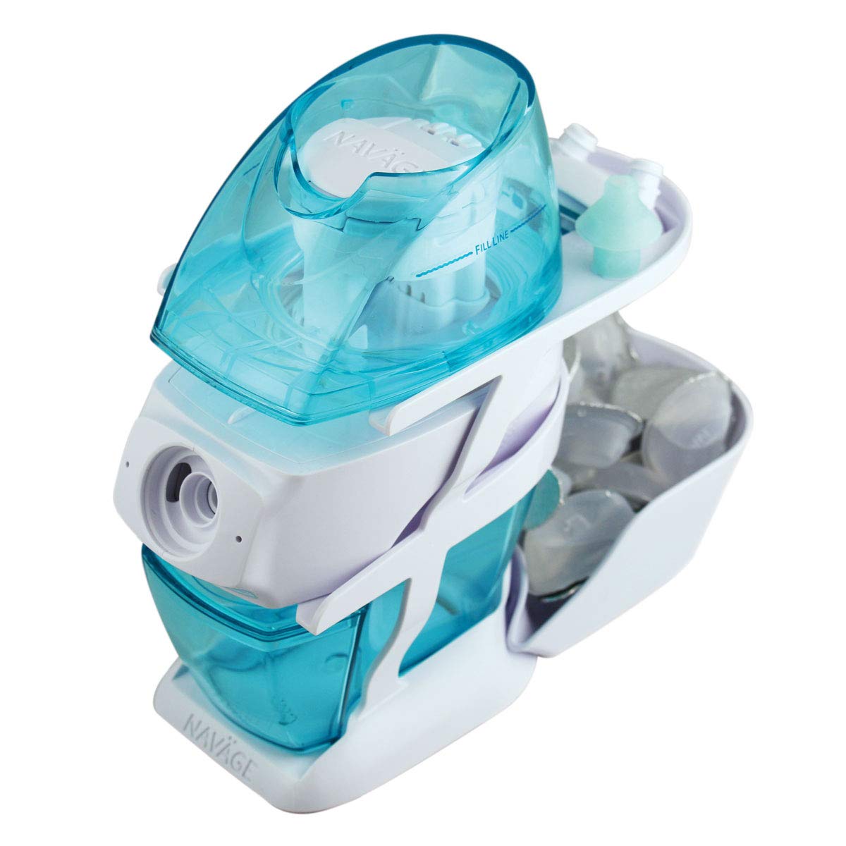 Navage Deluxe Bundle Nasal Irrigation System - Saline Nasal Rinse Kit with 1 Nose Cleaner, 20 Salt Pods, Black Travel Bag and 1 Countertop Caddy