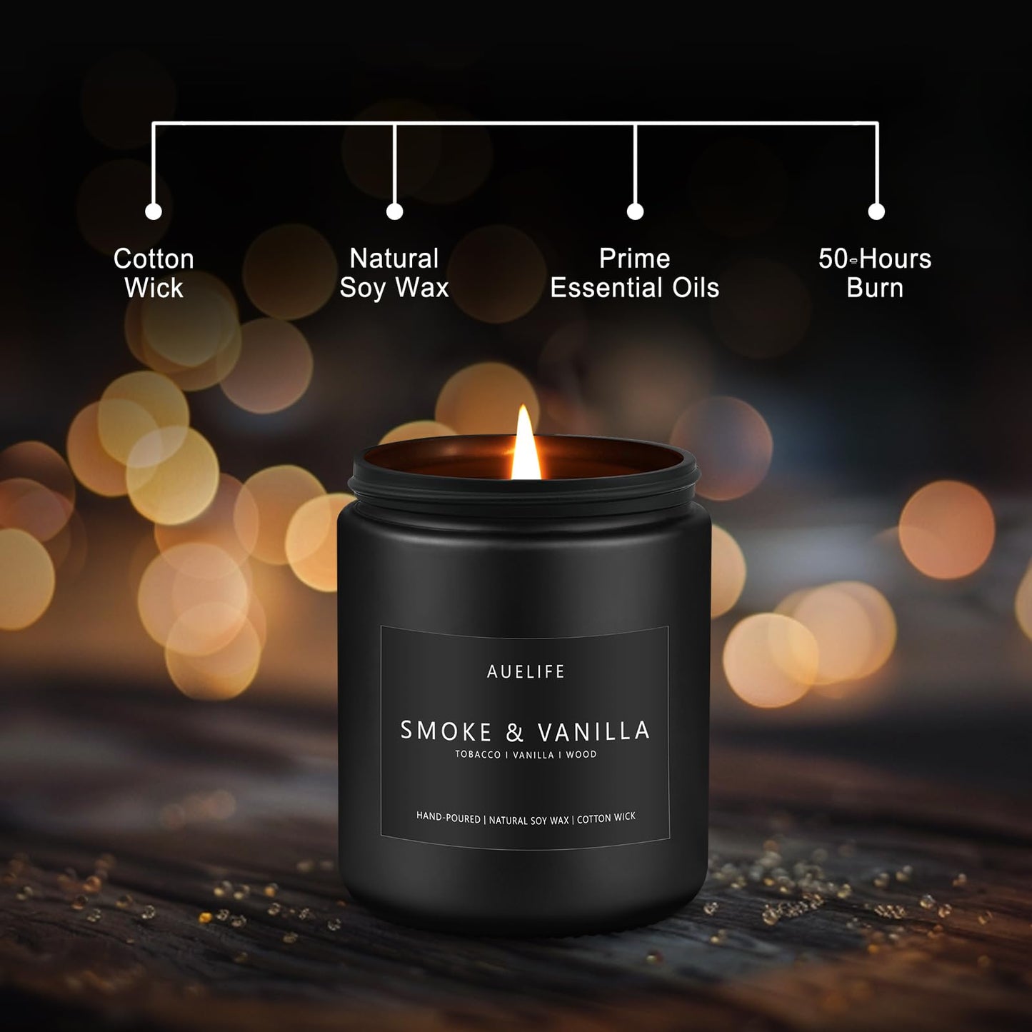 Scented Candles Set | Men Candle Set, Scented Candles for Home, Gifts for Men - 4 Pack Men Candle Gifts Soy Candles Scents of Lavender/Leather/Oak/Smoke & Vanilla
