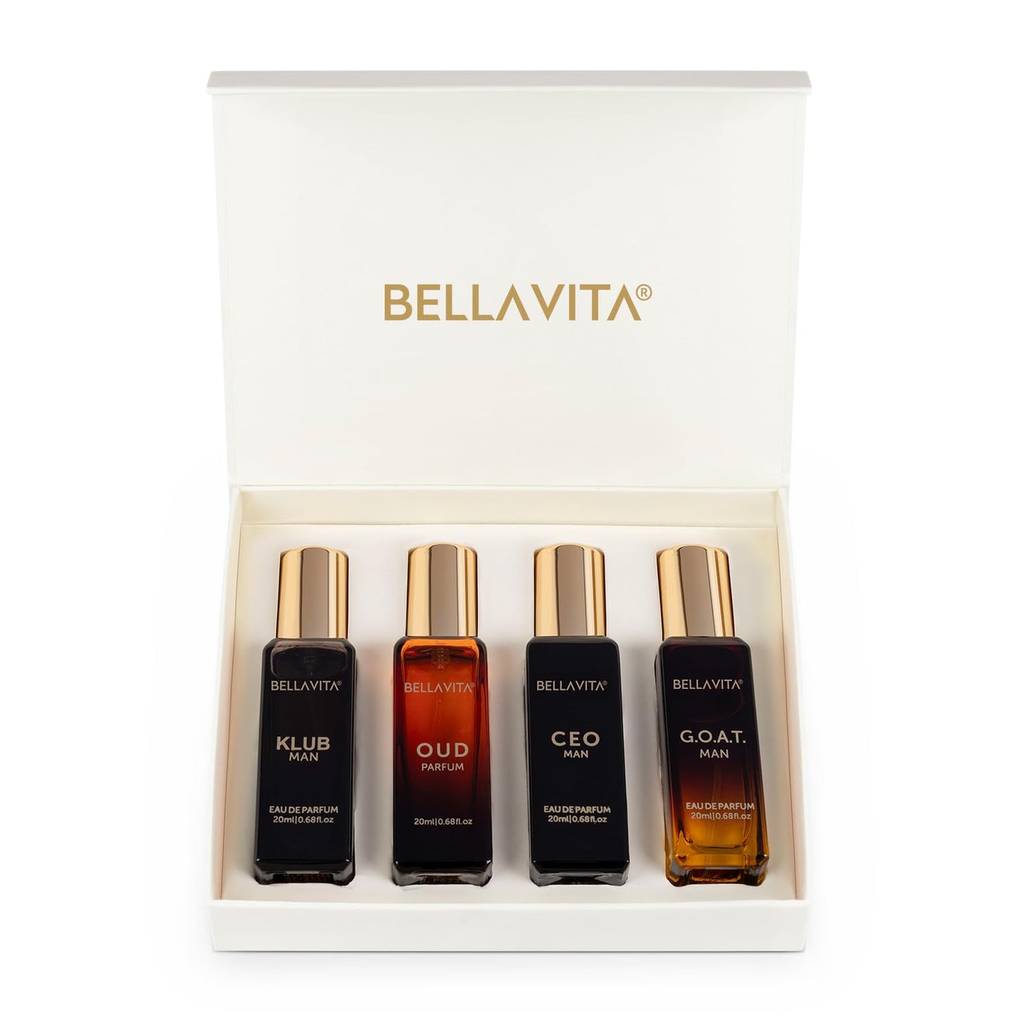 Perfume Set for Women and Men (4x0.68 fl. oz.) | Unisex | Includes: Skai, Fresh, White Oud, Honey Oud | Ideal for trials, gifting, or mix-and-match