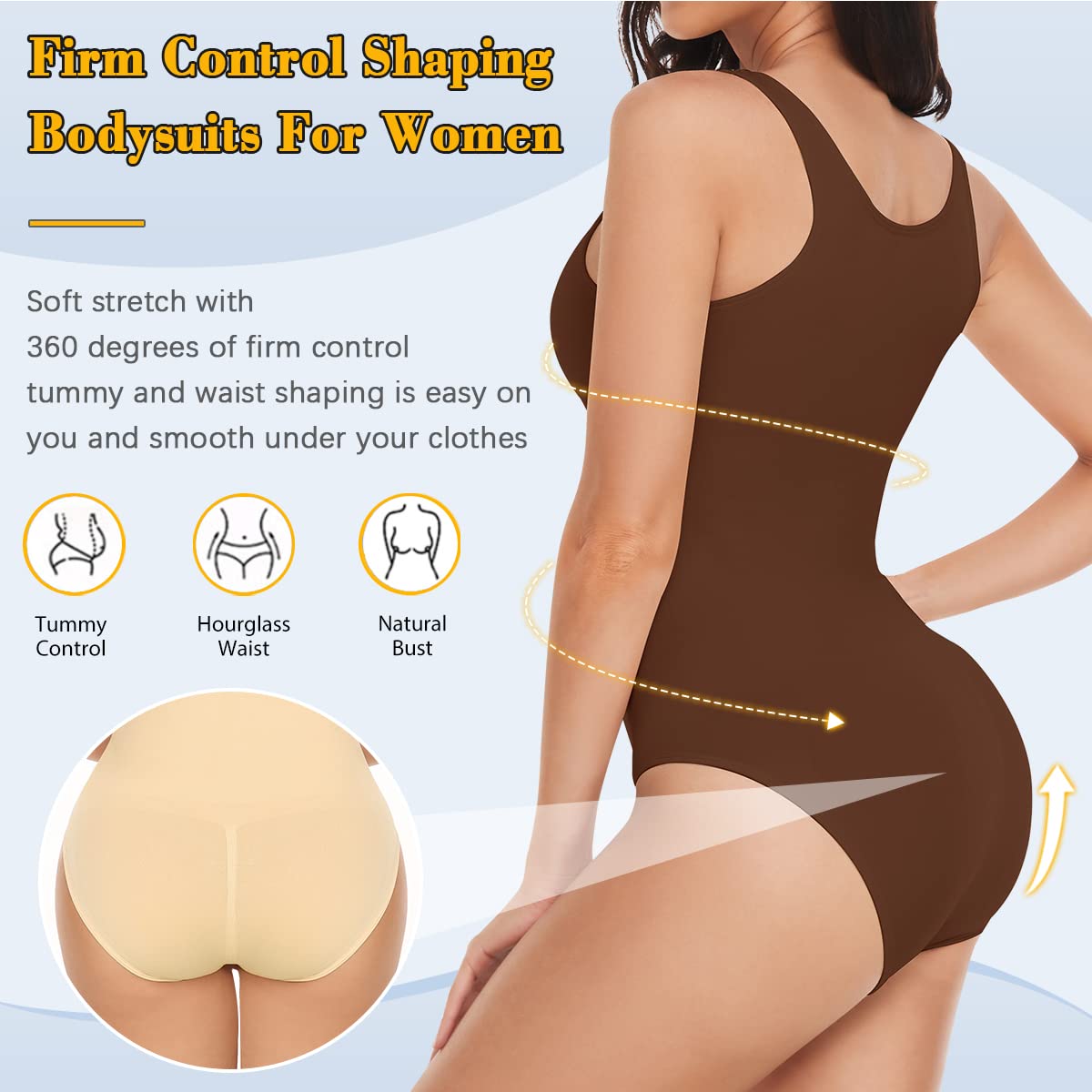 VVX Bodysuit for Women - Tummy Control Seamless Tops Compression Butt Lifting Shapewear Bodysuits