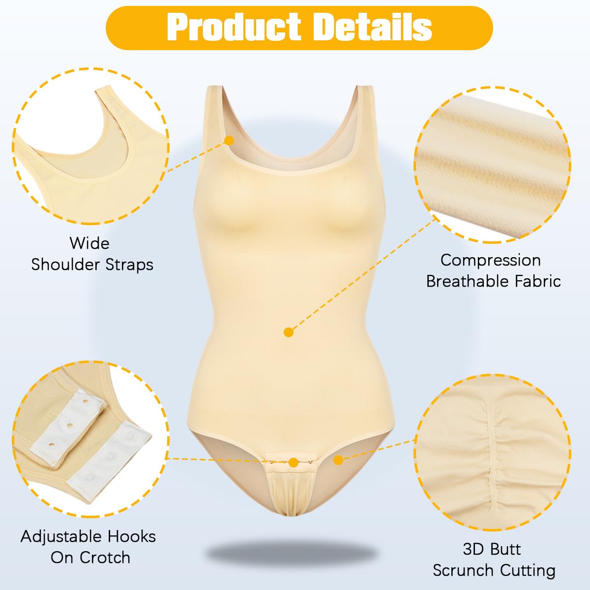 VVX Bodysuit for Women - Tummy Control Seamless Tops Compression Butt Lifting Shapewear Bodysuits