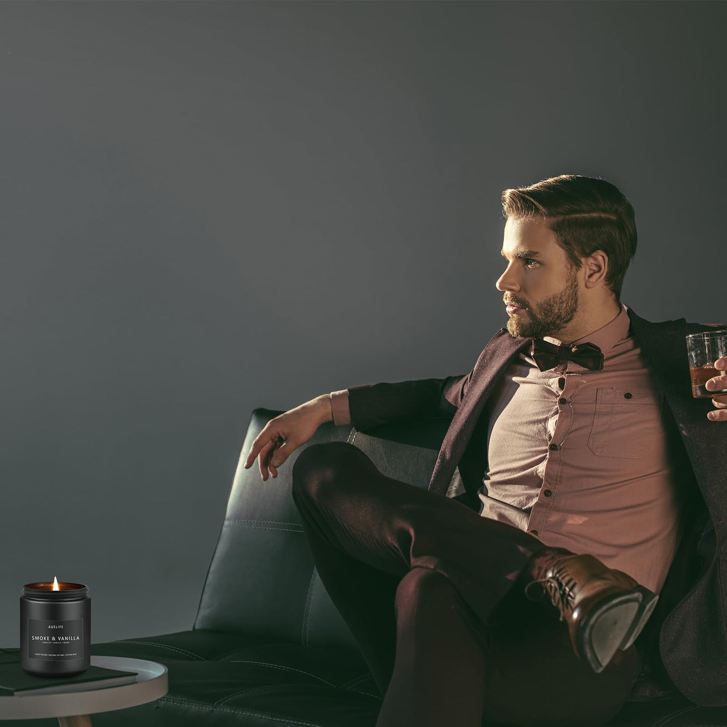 Scented Candles Set | Men Candle Set, Scented Candles for Home, Gifts for Men - 4 Pack Men Candle Gifts Soy Candles Scents of Lavender/Leather/Oak/Smoke & Vanilla