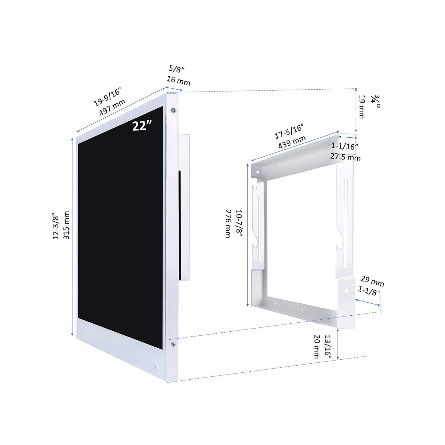 Soulaca 22 inches Smart Mirror TV Screen Waterproof Bathroom Shower Television Integrated WiFi Bluetooth 1080P ATSC Tuner 2024 New Model