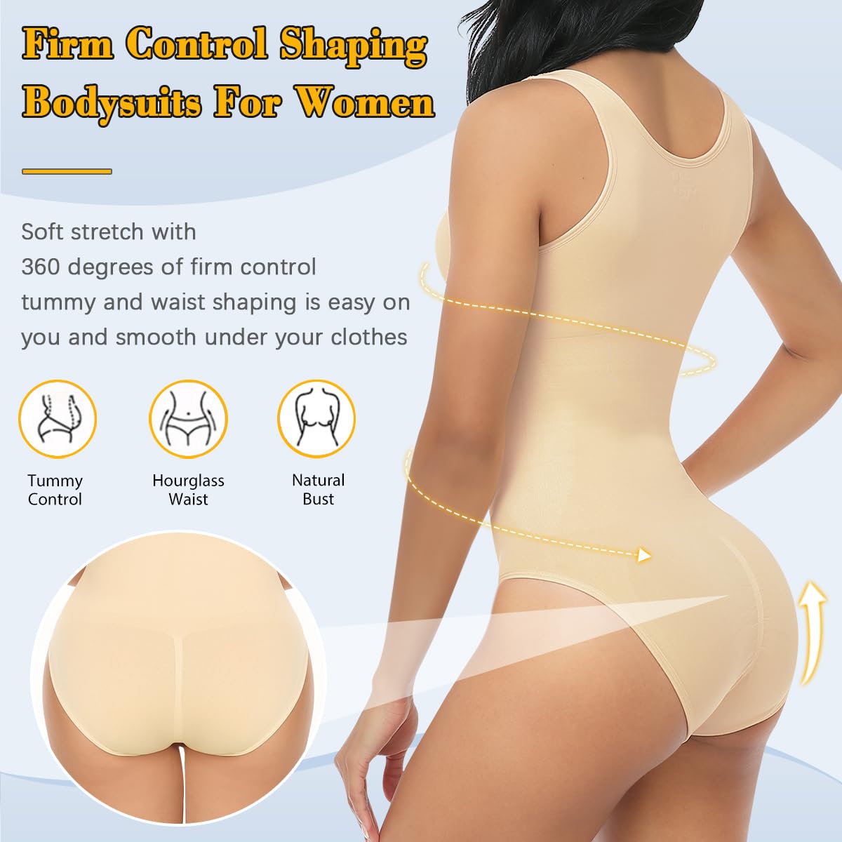 VVX Bodysuit for Women - Tummy Control Seamless Tops Compression Butt Lifting Shapewear Bodysuits
