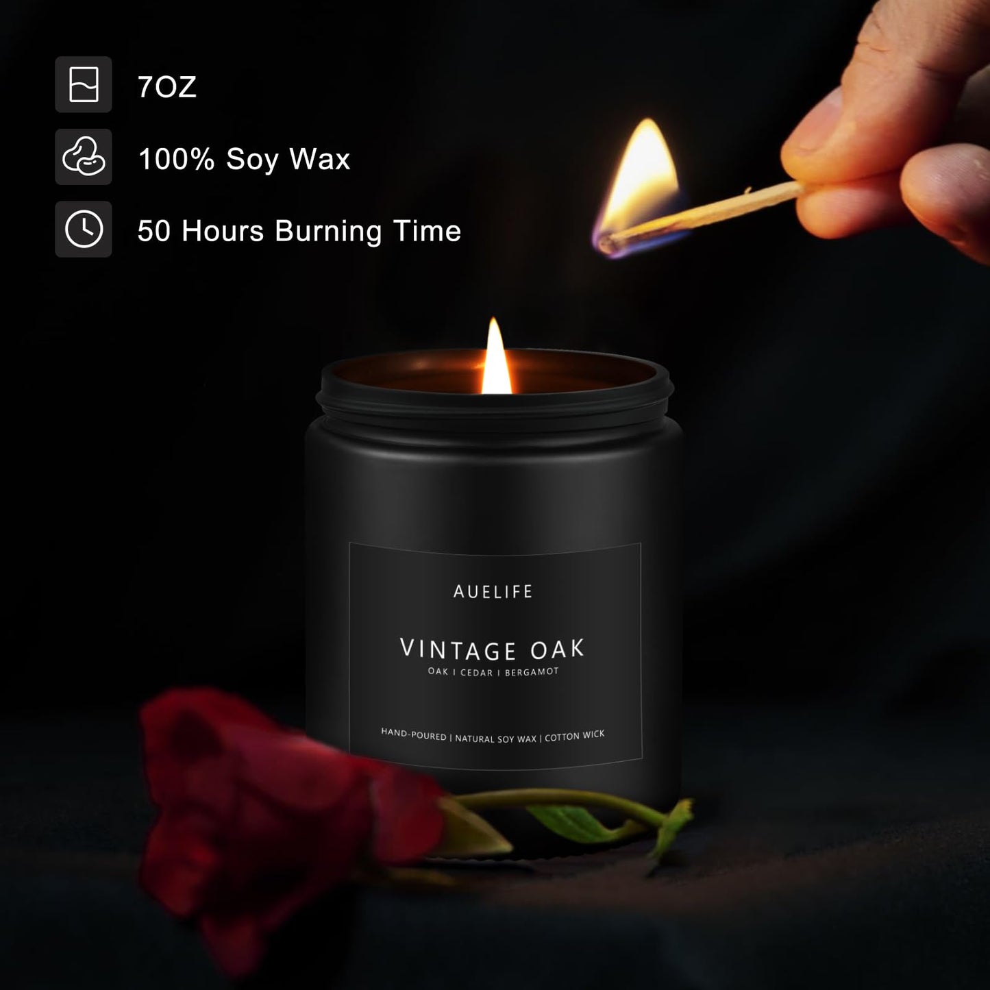 Scented Candles Set | Men Candle Set, Scented Candles for Home, Gifts for Men - 4 Pack Men Candle Gifts Soy Candles Scents of Lavender/Leather/Oak/Smoke & Vanilla