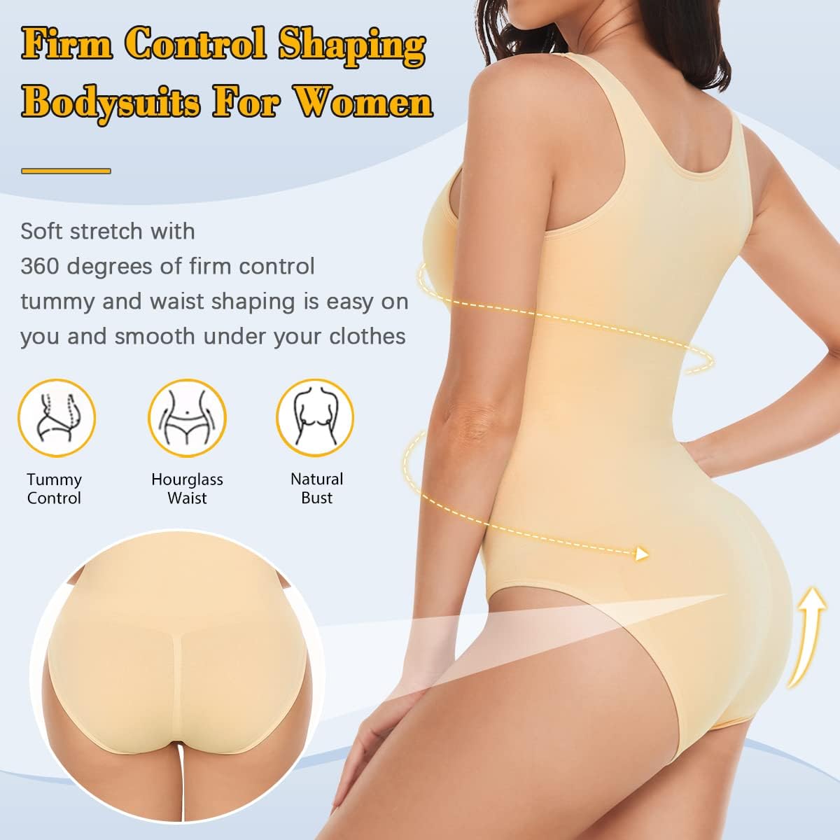VVX Bodysuit for Women - Tummy Control Seamless Tops Compression Butt Lifting Shapewear Bodysuits