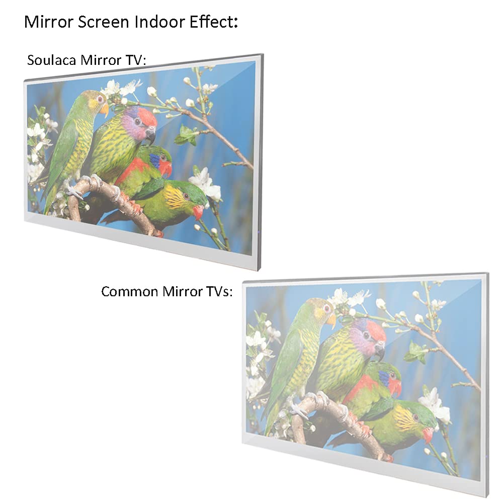 Soulaca 22 inches Smart Mirror TV Screen Waterproof Bathroom Shower Television Integrated WiFi Bluetooth 1080P ATSC Tuner 2024 New Model