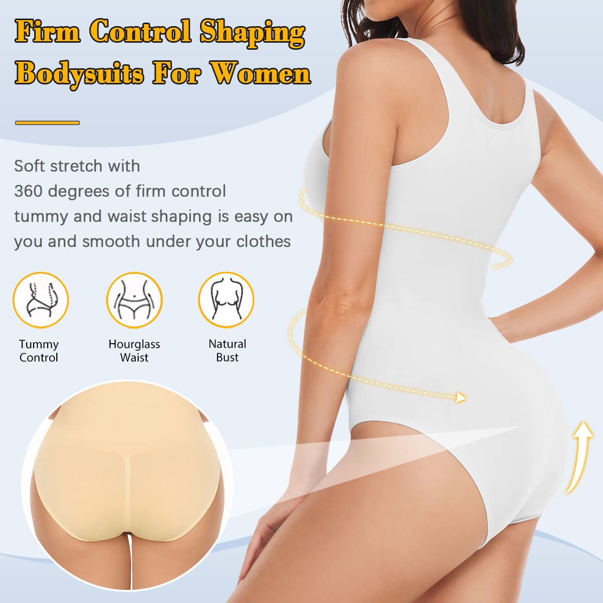 VVX Bodysuit for Women - Tummy Control Seamless Tops Compression Butt Lifting Shapewear Bodysuits