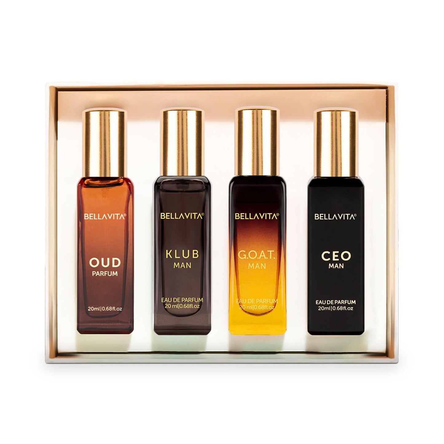 Perfume Set for Women and Men (4x0.68 fl. oz.) | Unisex | Includes: Skai, Fresh, White Oud, Honey Oud | Ideal for trials, gifting, or mix-and-match