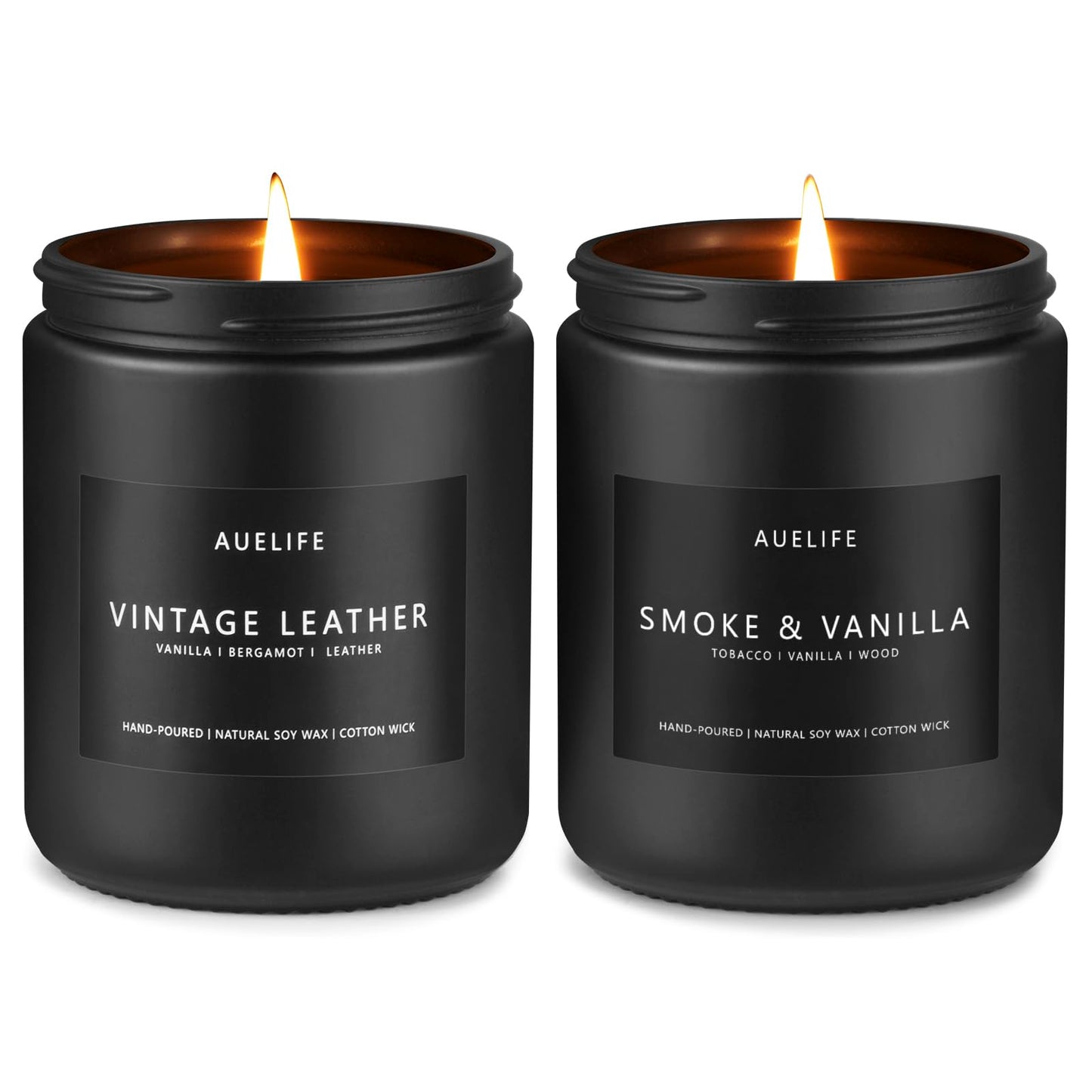 Scented Candles Set | Men Candle Set, Scented Candles for Home, Gifts for Men - 4 Pack Men Candle Gifts Soy Candles Scents of Lavender/Leather/Oak/Smoke & Vanilla