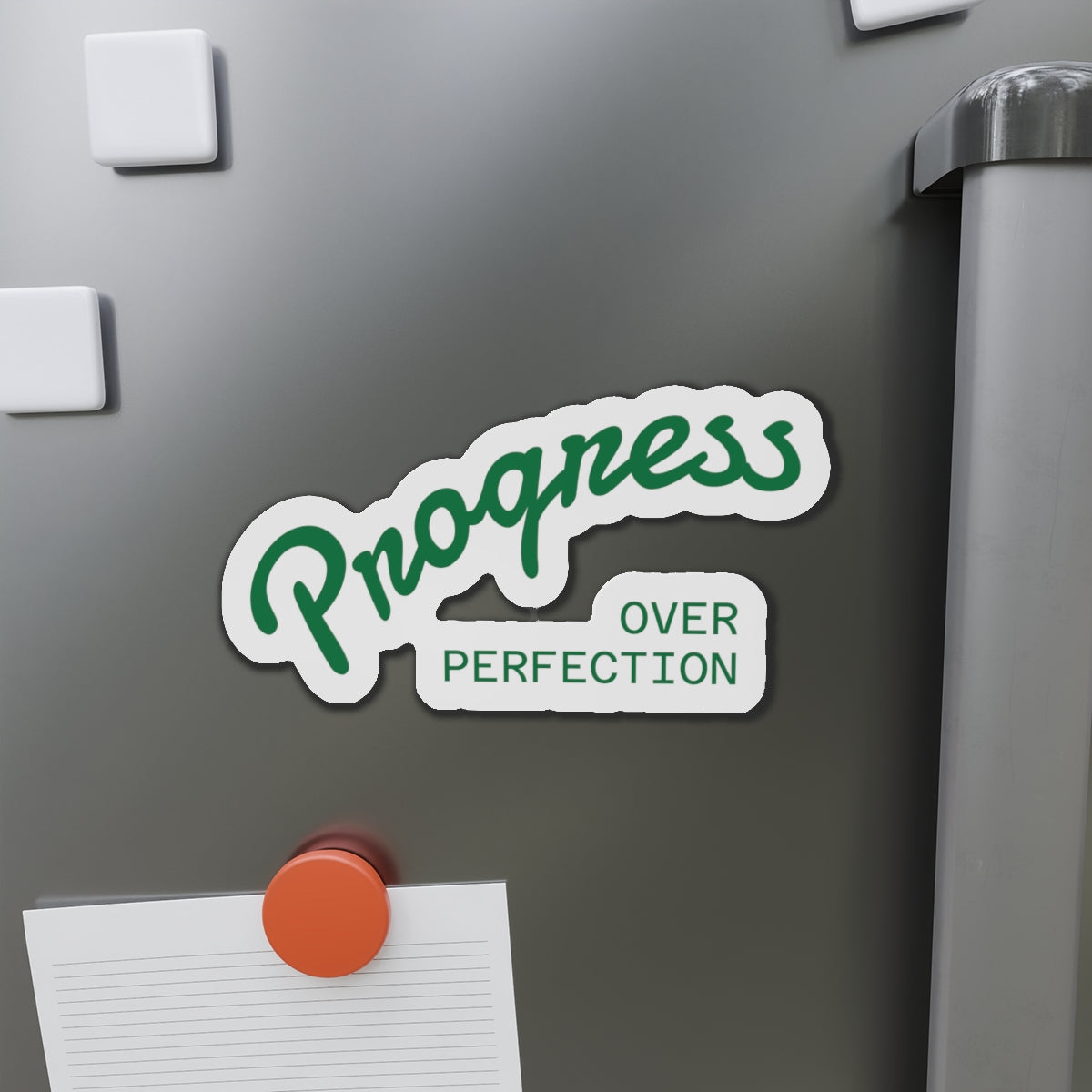 Progress Over Perfection Die-Cut Magnet, Inspirational Home Decor, Motivation Gift, Office Reminder, Fun Refrigerator Magnet