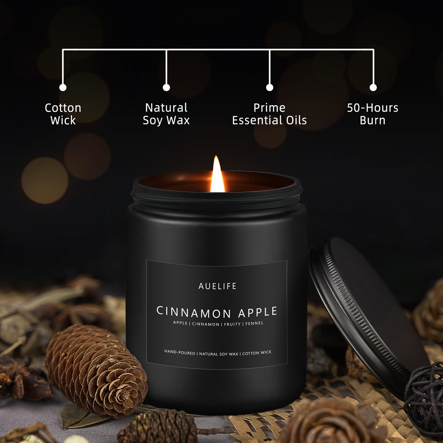 Scented Candles Set | Men Candle Set, Scented Candles for Home, Gifts for Men - 4 Pack Men Candle Gifts Soy Candles Scents of Lavender/Leather/Oak/Smoke & Vanilla