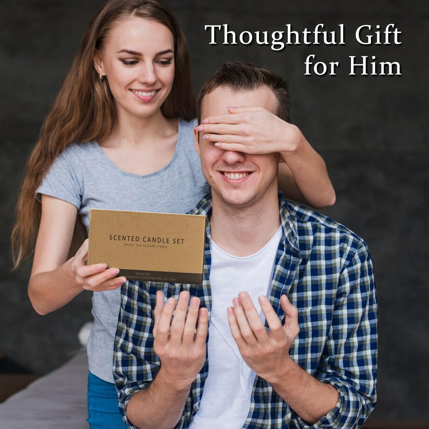 Scented Candles Set | Men Candle Set, Scented Candles for Home, Gifts for Men - 4 Pack Men Candle Gifts Soy Candles Scents of Lavender/Leather/Oak/Smoke & Vanilla