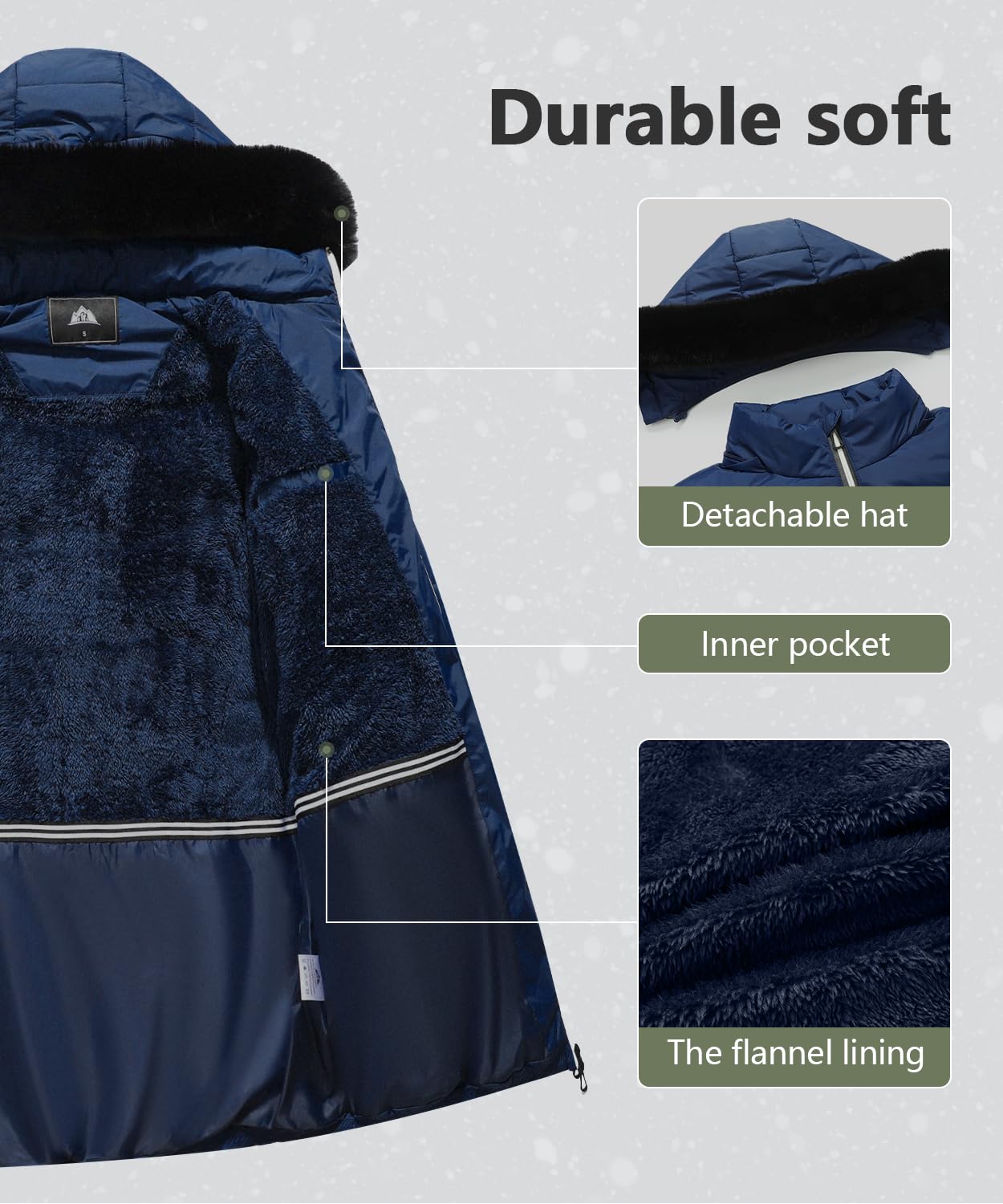 MOERDENG Women's Winter Windproof Warm Down Coats Waterproof Thicken Hooded fashions Puffer Jacket