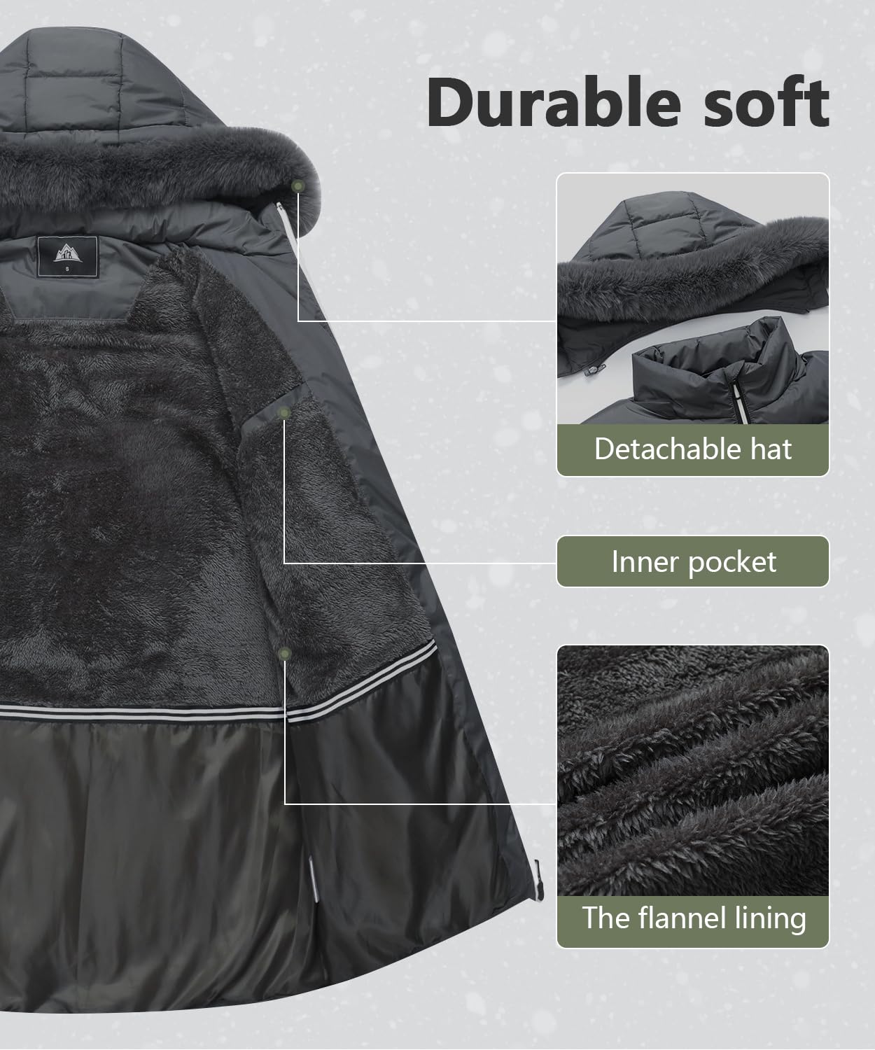 MOERDENG Women's Winter Windproof Warm Down Coats Waterproof Thicken Hooded fashions Puffer Jacket