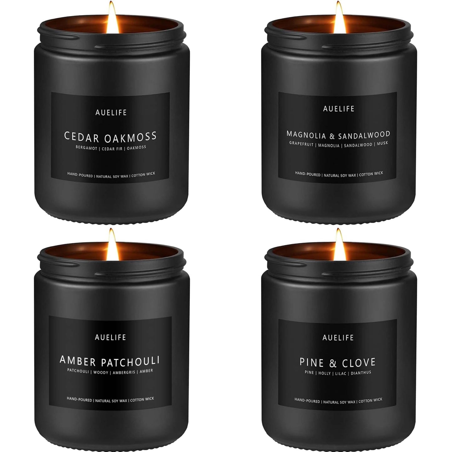Scented Candles Set | Men Candle Set, Scented Candles for Home, Gifts for Men - 4 Pack Men Candle Gifts Soy Candles Scents of Lavender/Leather/Oak/Smoke & Vanilla