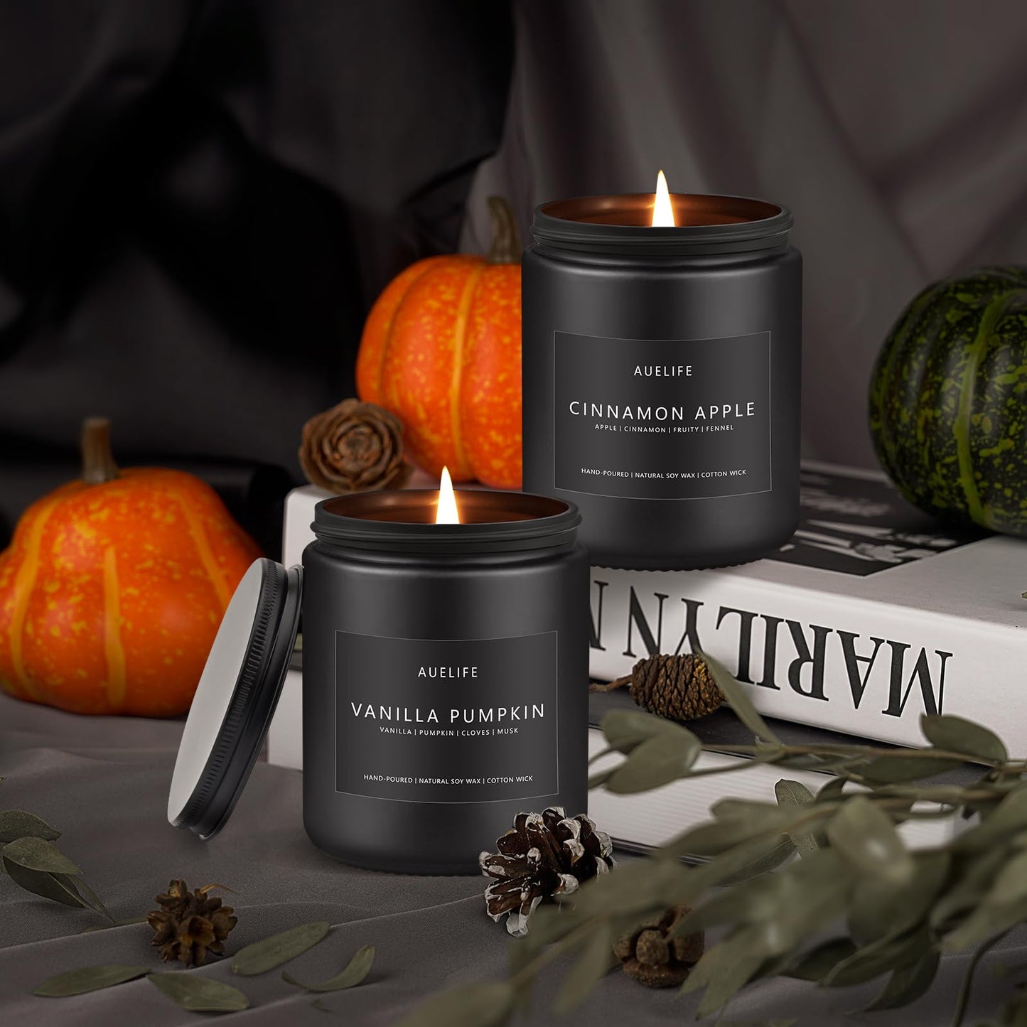Scented Candles Set | Men Candle Set, Scented Candles for Home, Gifts for Men - 4 Pack Men Candle Gifts Soy Candles Scents of Lavender/Leather/Oak/Smoke & Vanilla