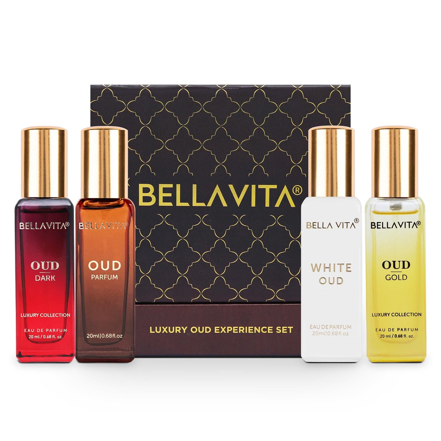 Perfume Set for Women and Men (4x0.68 fl. oz.) | Unisex | Includes: Skai, Fresh, White Oud, Honey Oud | Ideal for trials, gifting, or mix-and-match