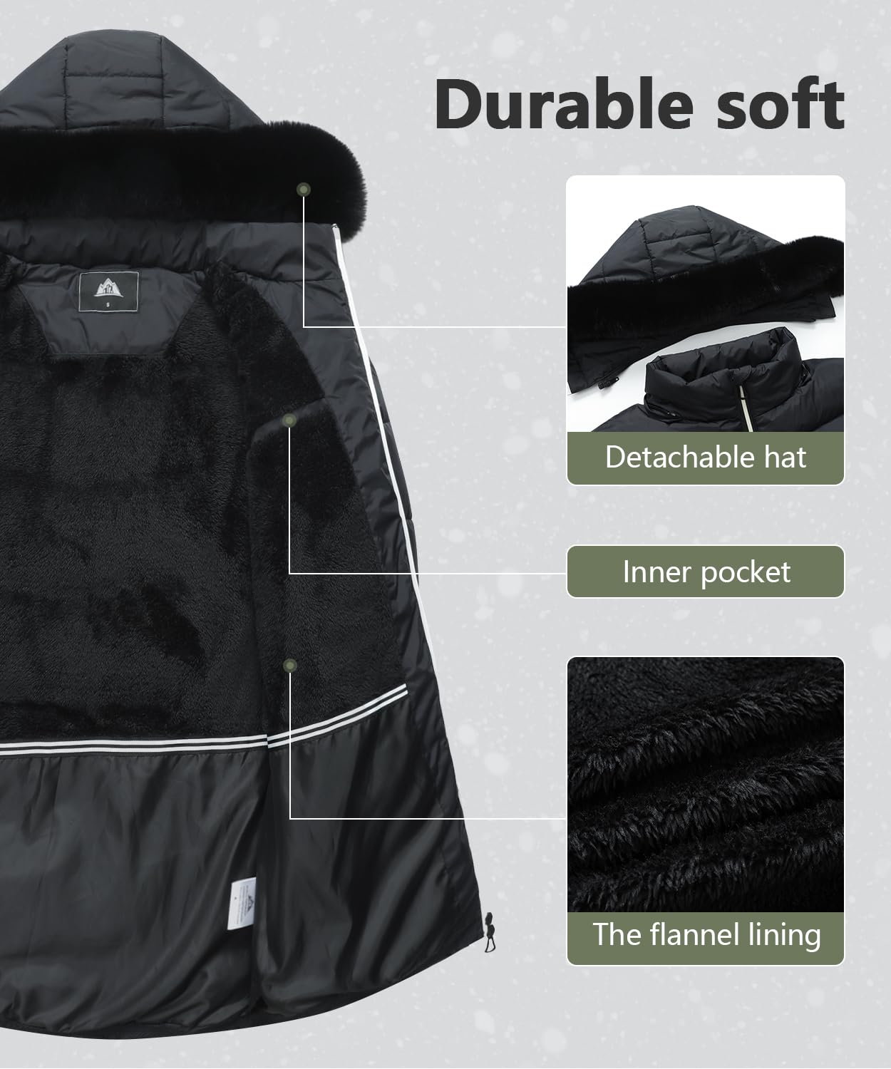 MOERDENG Women's Winter Windproof Warm Down Coats Waterproof Thicken Hooded fashions Puffer Jacket