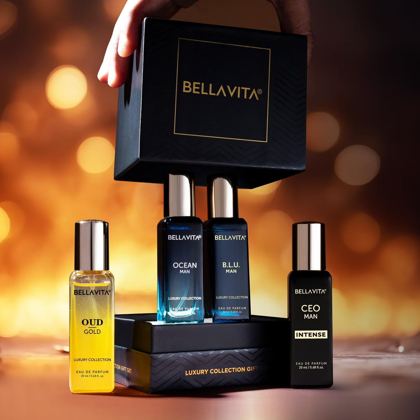 Perfume Set for Women and Men (4x0.68 fl. oz.) | Unisex | Includes: Skai, Fresh, White Oud, Honey Oud | Ideal for trials, gifting, or mix-and-match
