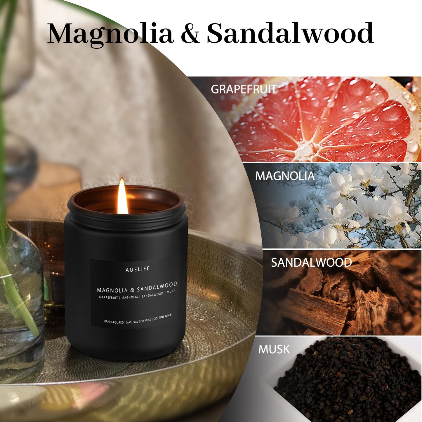 Scented Candles Set | Men Candle Set, Scented Candles for Home, Gifts for Men - 4 Pack Men Candle Gifts Soy Candles Scents of Lavender/Leather/Oak/Smoke & Vanilla