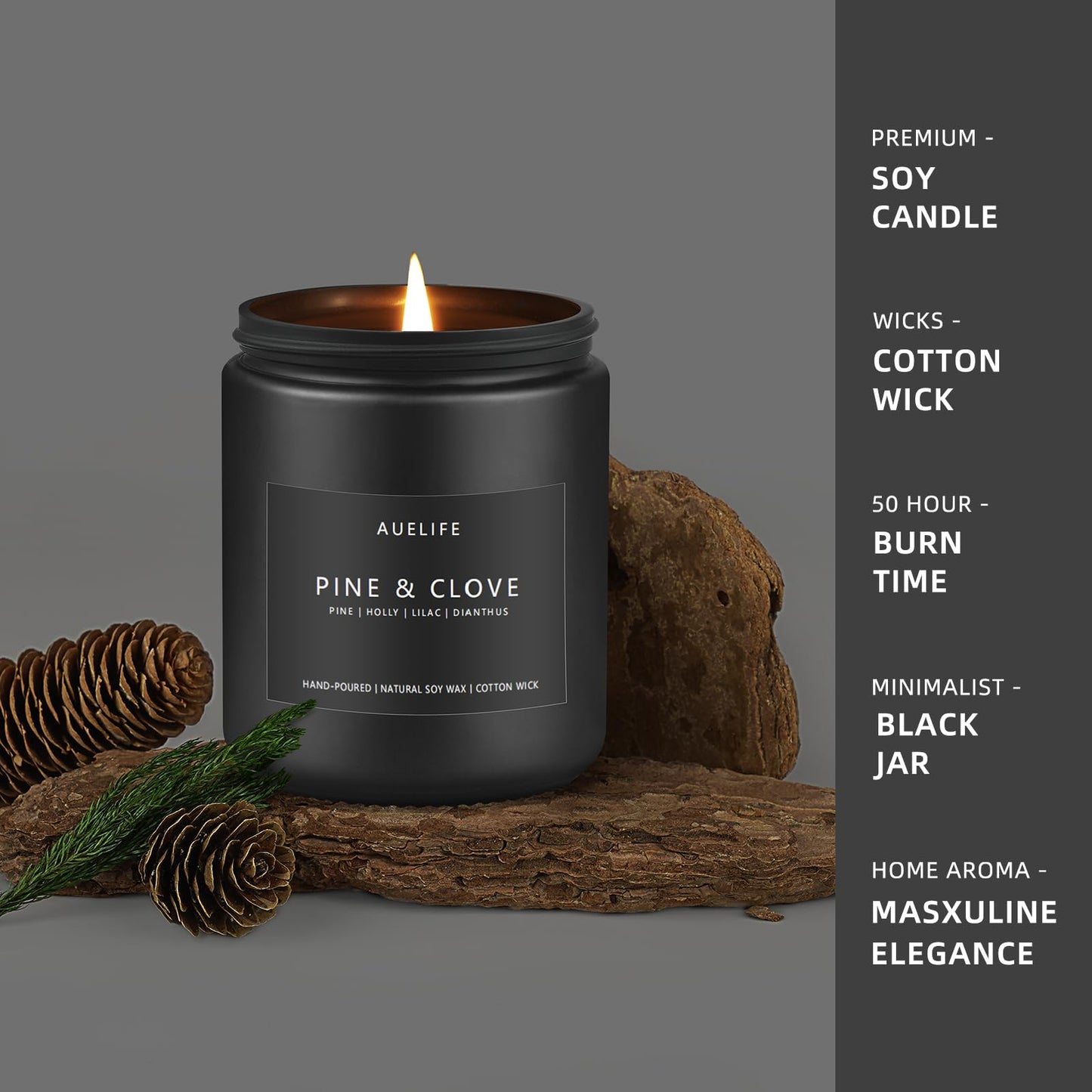 Scented Candles Set | Men Candle Set, Scented Candles for Home, Gifts for Men - 4 Pack Men Candle Gifts Soy Candles Scents of Lavender/Leather/Oak/Smoke & Vanilla