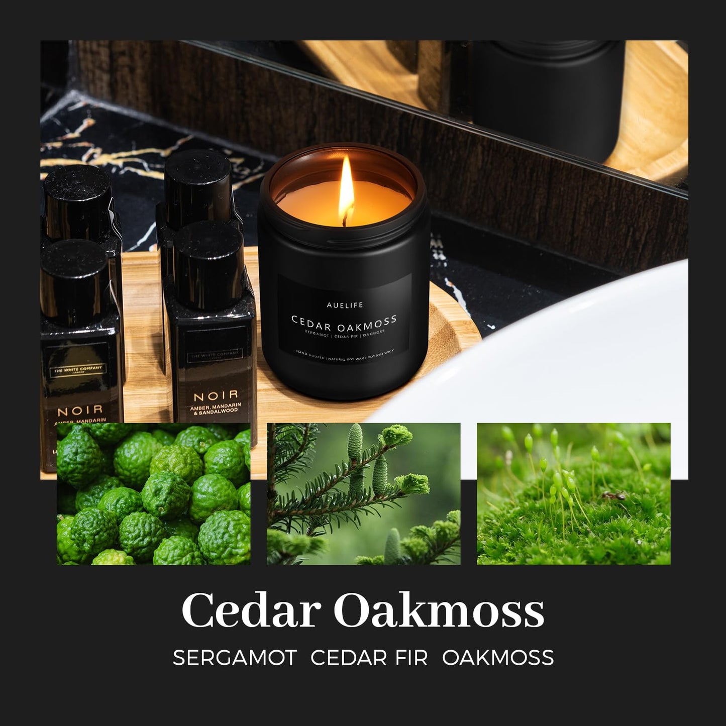 Scented Candles Set | Men Candle Set, Scented Candles for Home, Gifts for Men - 4 Pack Men Candle Gifts Soy Candles Scents of Lavender/Leather/Oak/Smoke & Vanilla