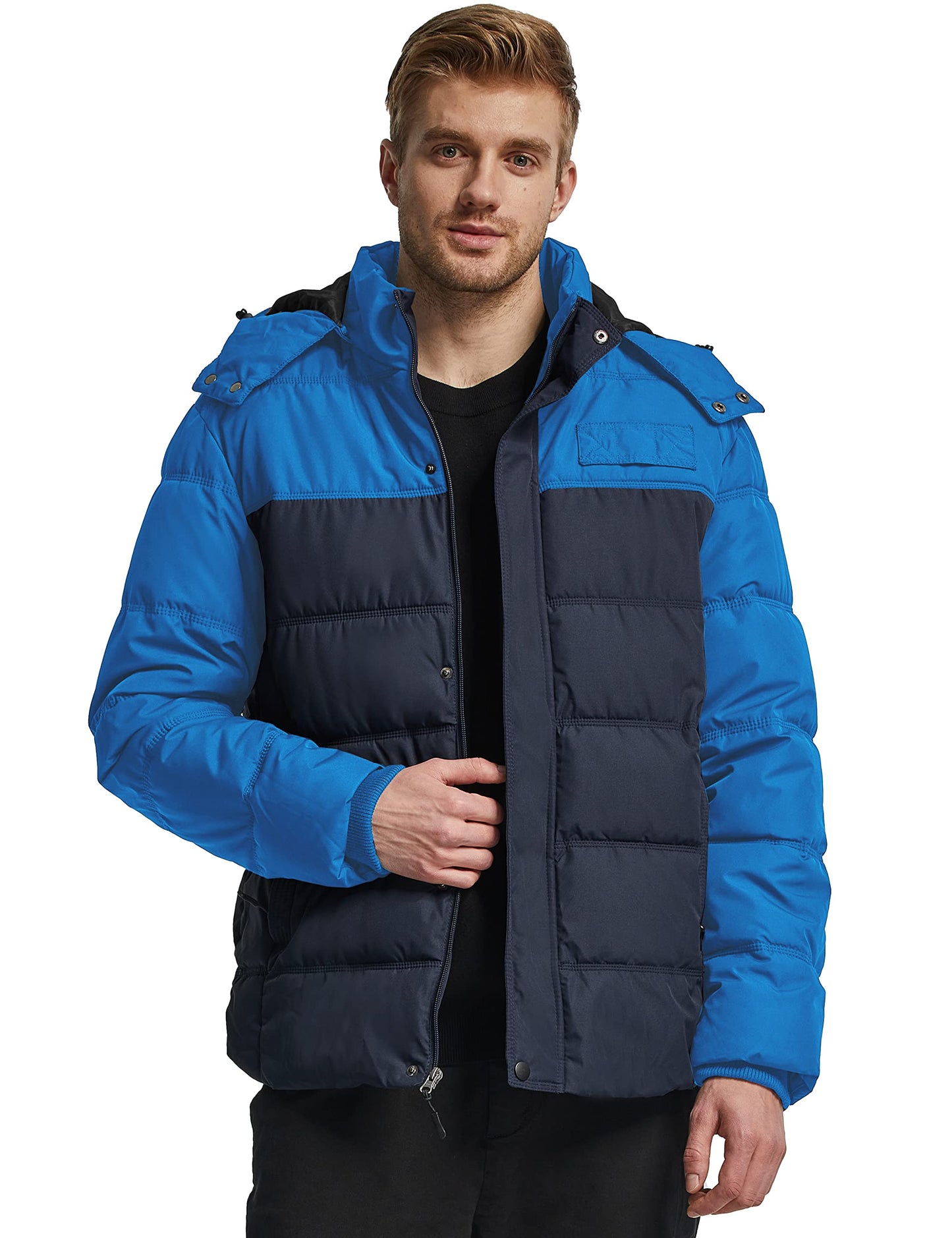 Wantdo Men's Hooded Winter Coat Warm Puffer Jacket Thicken Cotton Coat with Removable Hood