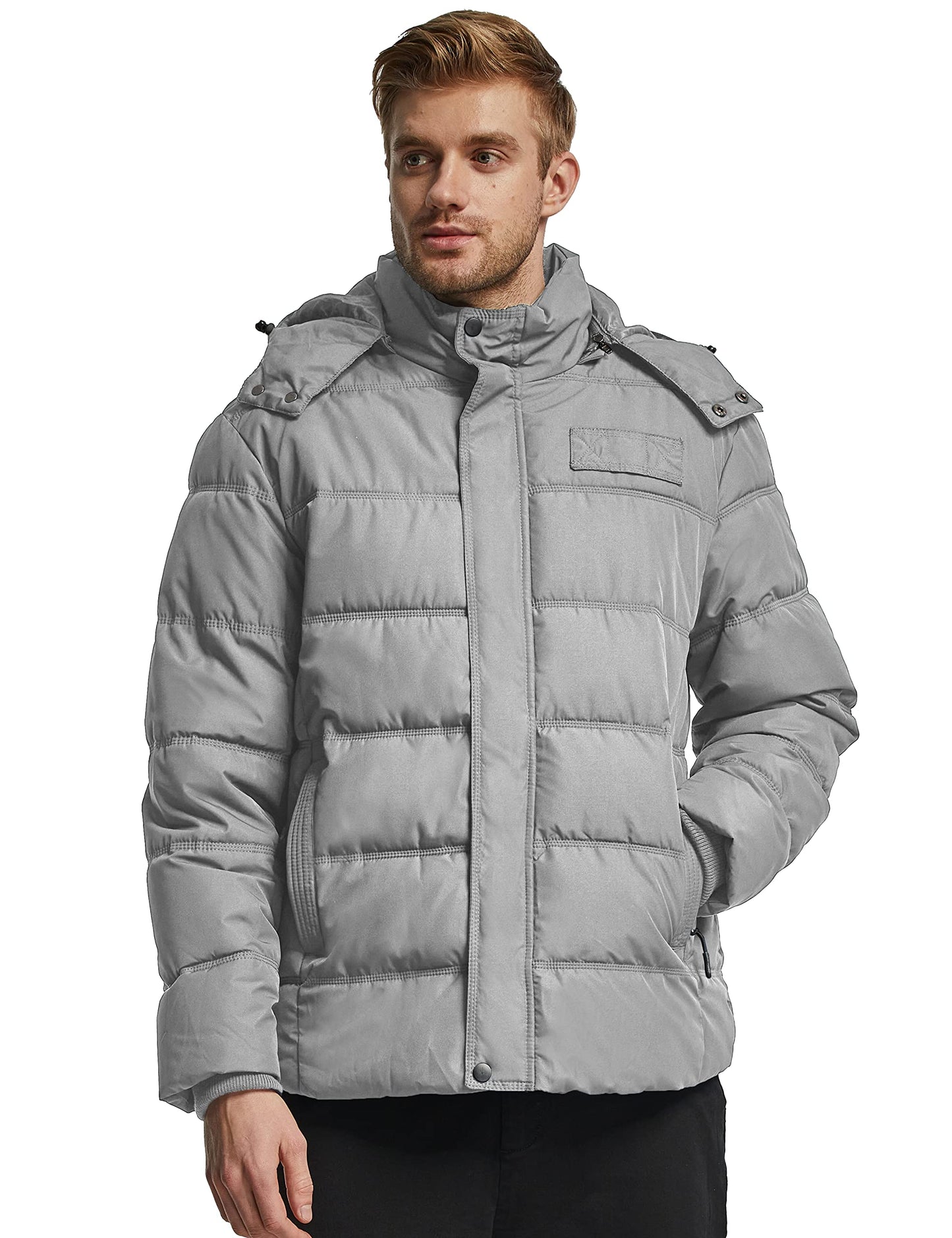 Wantdo Men's Hooded Winter Coat Warm Puffer Jacket Thicken Cotton Coat with Removable Hood