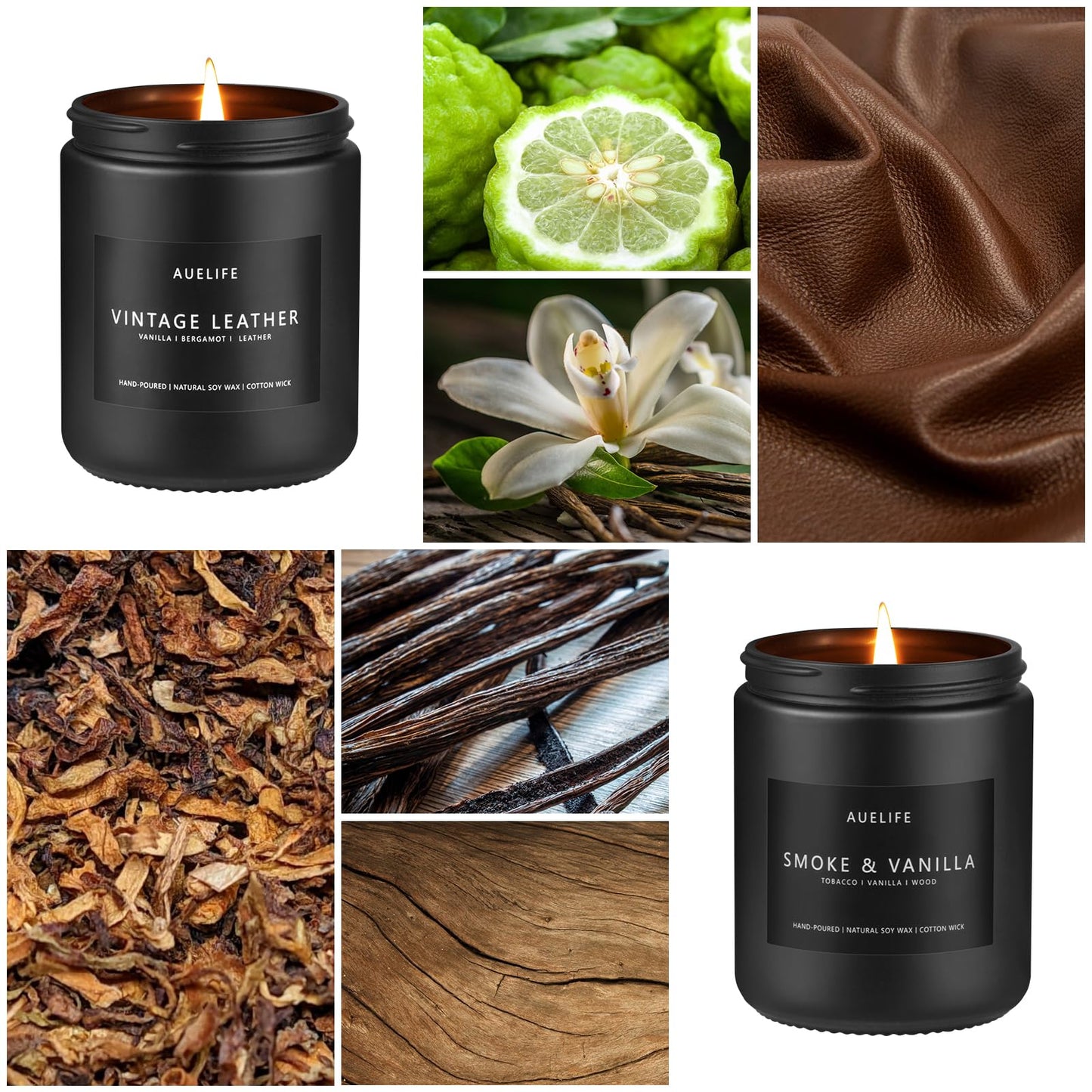 Scented Candles Set | Men Candle Set, Scented Candles for Home, Gifts for Men - 4 Pack Men Candle Gifts Soy Candles Scents of Lavender/Leather/Oak/Smoke & Vanilla