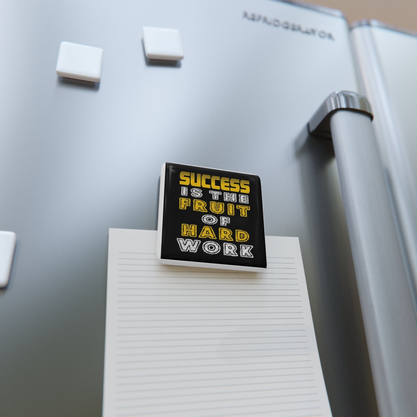 Motivational Porcelain Magnet — "Success Is The Fruit Of Hard Work" Square Magnet