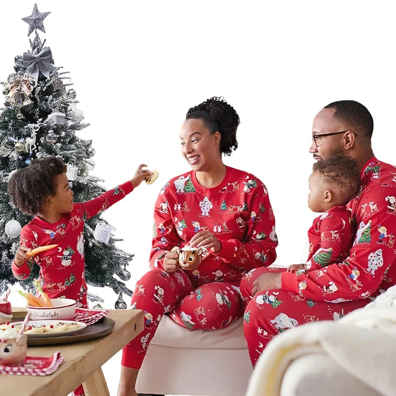 New Year Cotton Christmas Pajamas for the Whole Family Mother Kids Sibling Matching Outfits Couple Xmas Pjs Boys Girls Pyjamas
