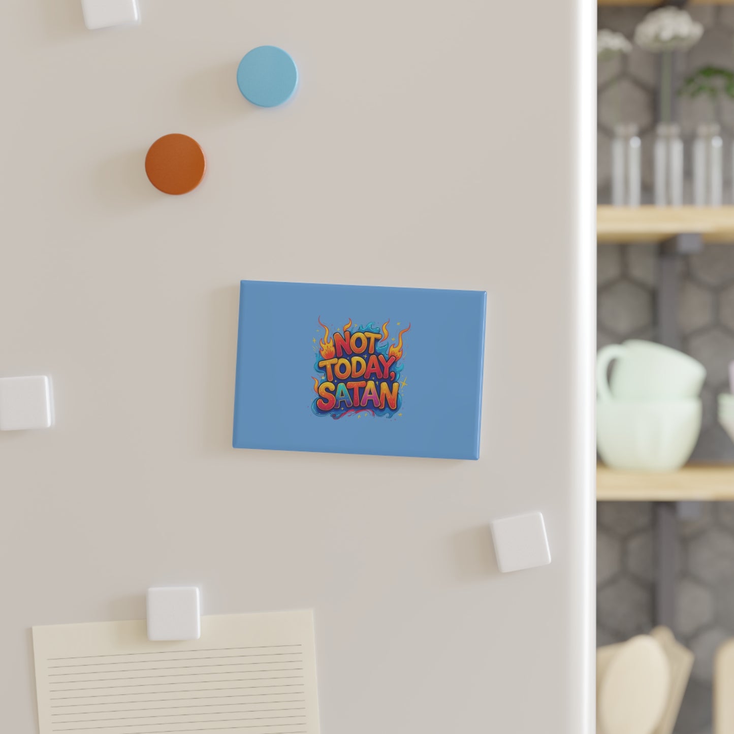 Rectangle Magnet "Not Today, Satan" – Funny Fridge Magnet, Sassy Office Decor