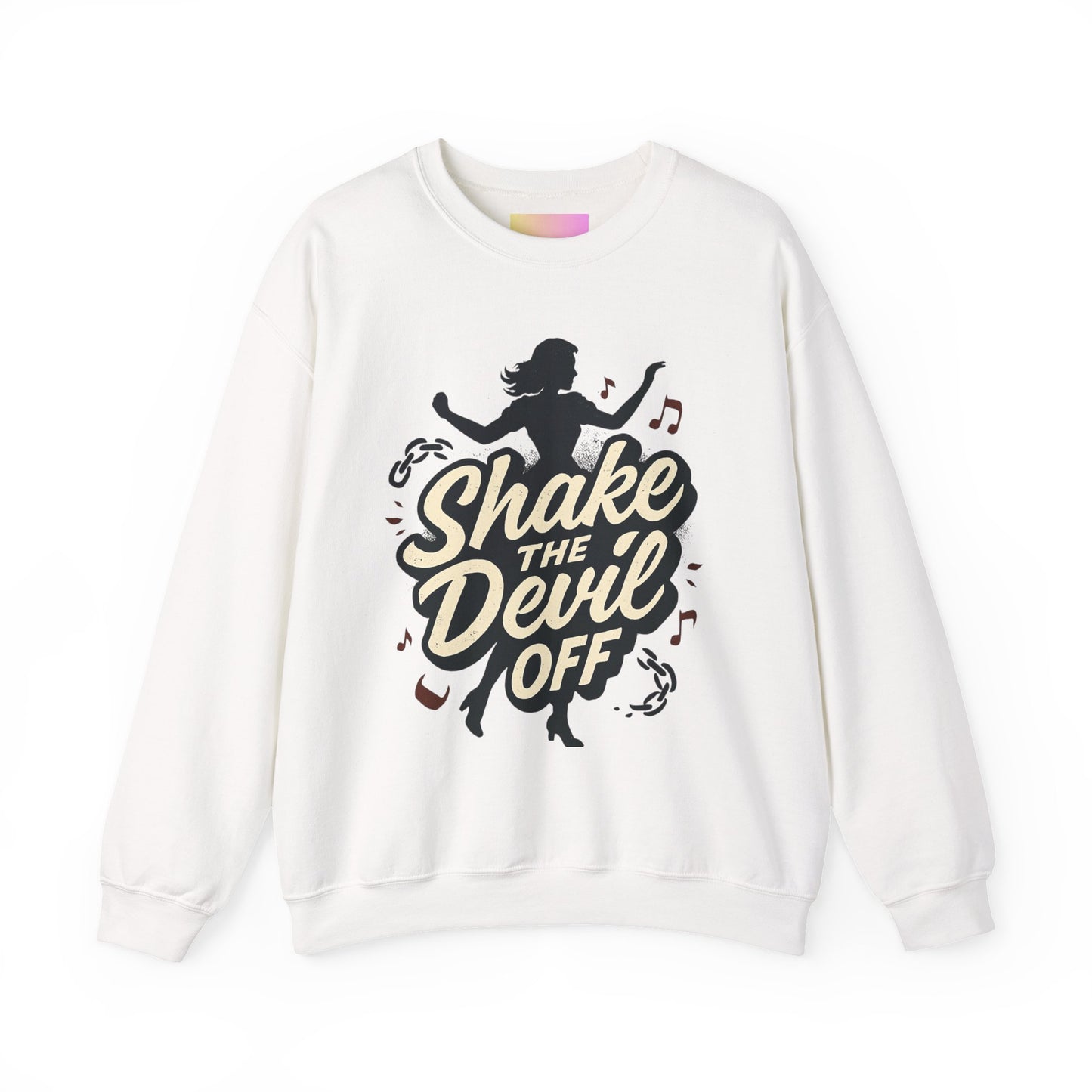 Crewneck Sweatshirt — "Shake the Devil Off" Retro Dance Graphic