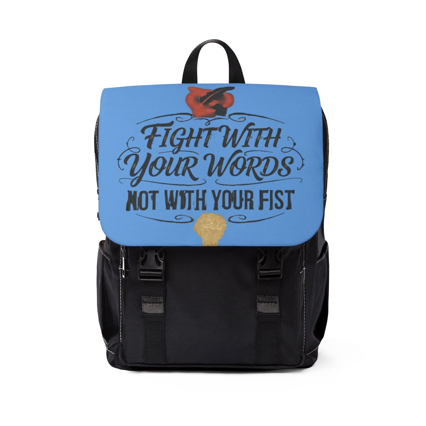 Backpack — "Fight With Your Words, Not With Your Fist" Inspirational School Backpack
